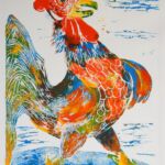 Linolschnitt, mehrfarbig gedruckt 29,6 x 21 cm